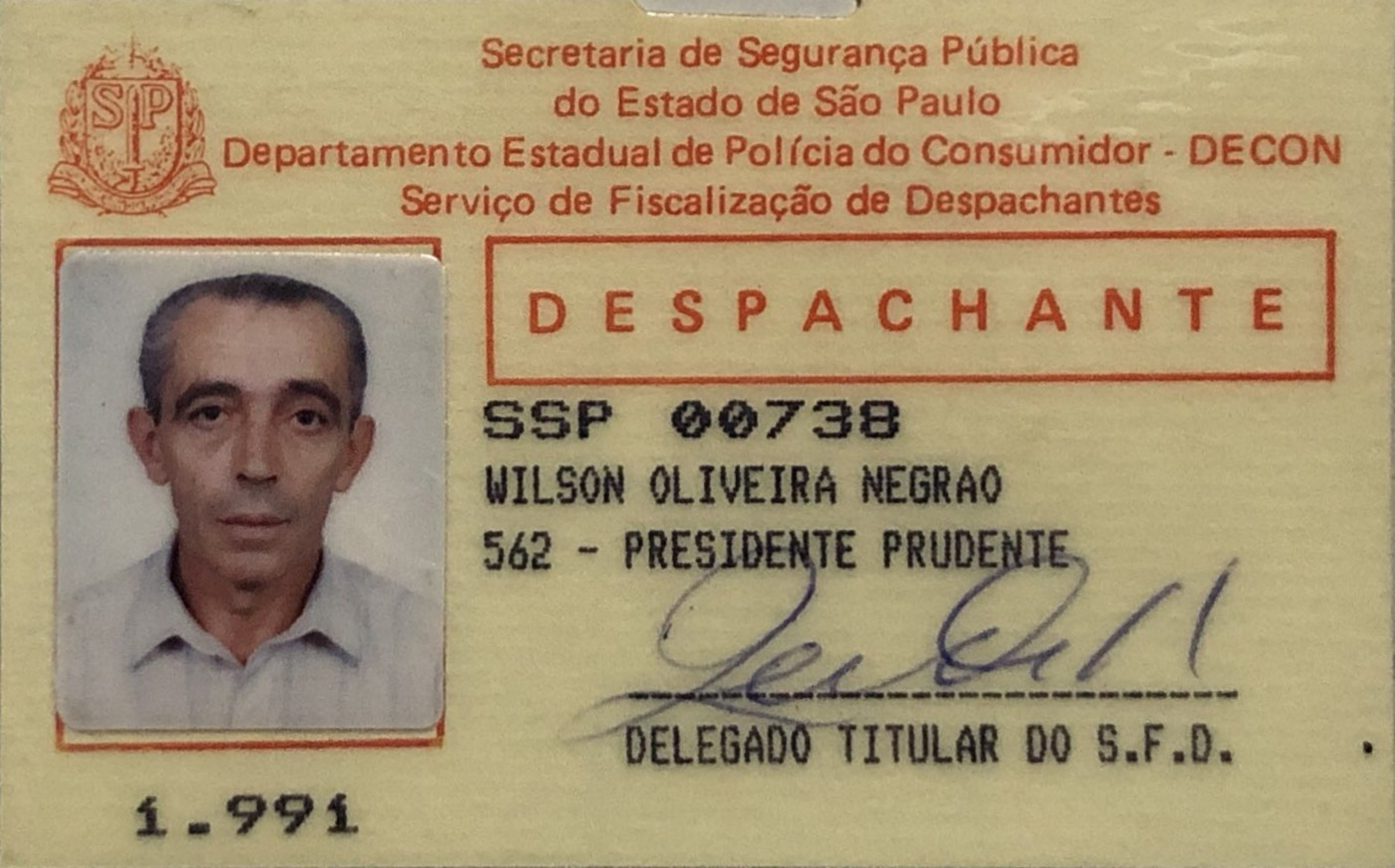 Credencial do Sr. Wilson Negrão